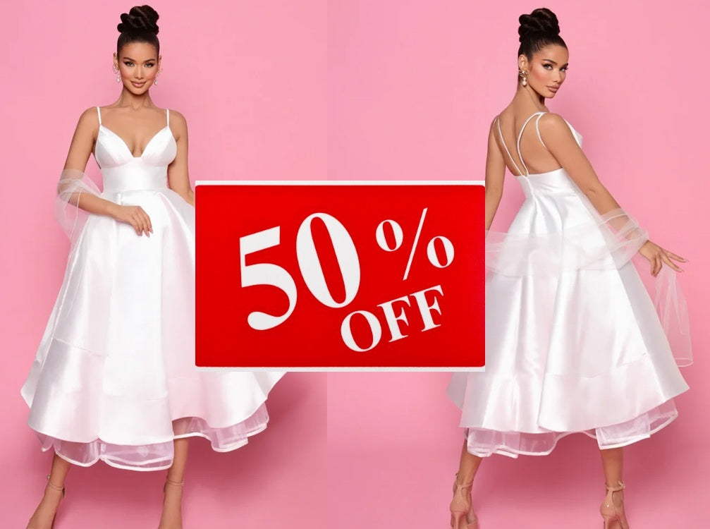 72025 - gorgeous, mikado satin, midi wedding gown.