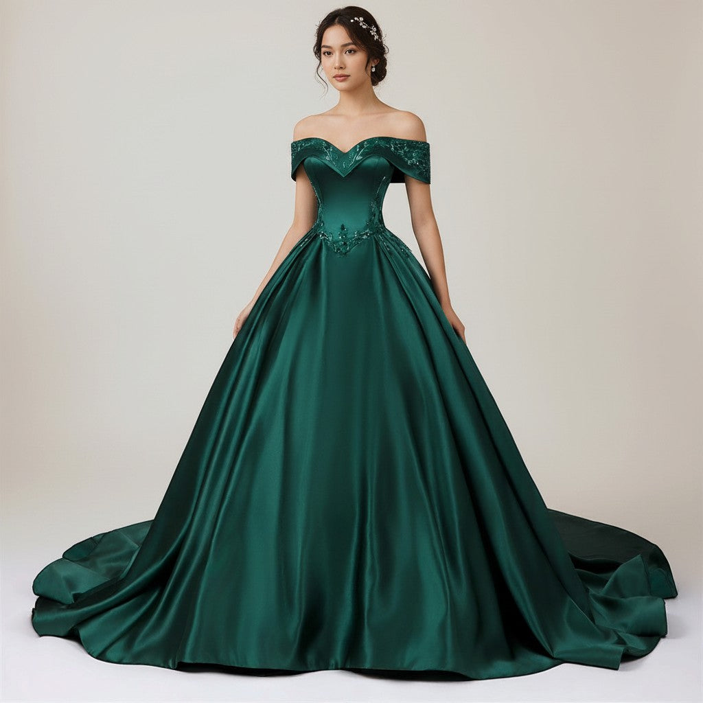 72165 Emerald green, alternative wedding dress