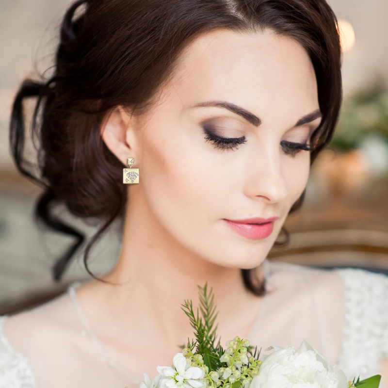 7461 Real gold plated earrings in a deco design
