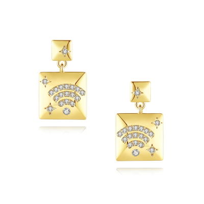 7461 Real gold plated earrings in a deco design