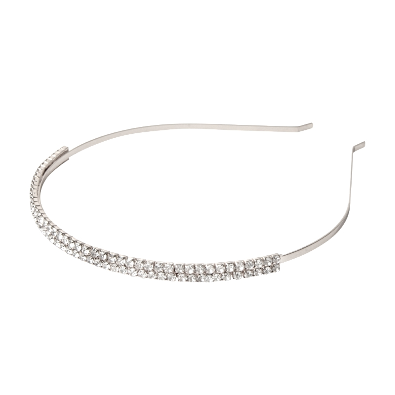 7466 DOUBLE ROW CRYSTAL HEADBAND - SILVER