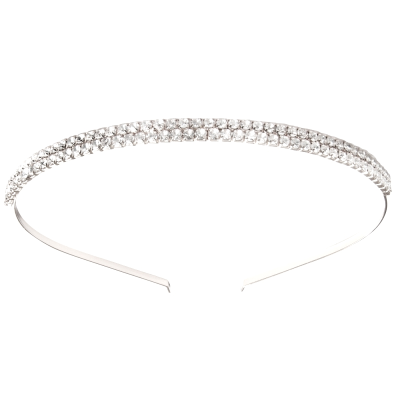 7466 DOUBLE ROW CRYSTAL HEADBAND - SILVER