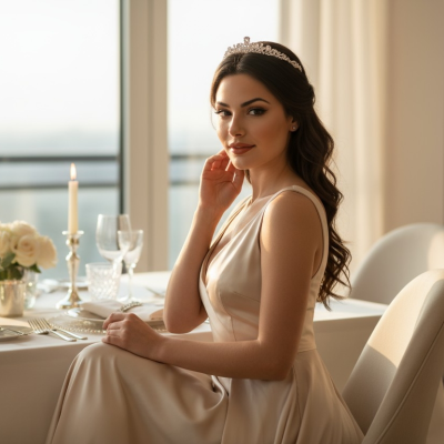 7686 CUBIC ZIRCONIA - CHIC STARLET TIARA - SILVER.