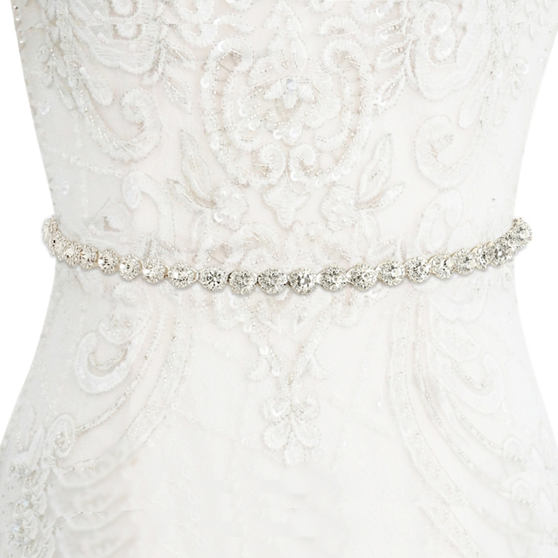 BBB19 Belt made of soft ivory satin ribbon with diamante.