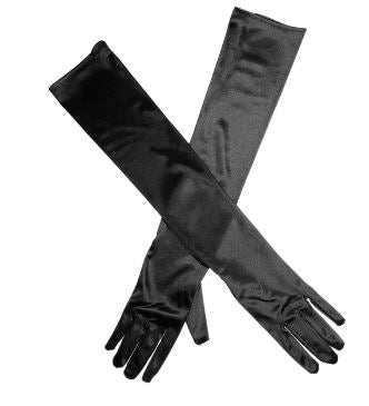 BBGV15 Long black satin gloves 38cm long