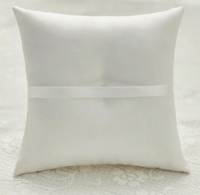BBRP10 Cream Satin with tulle and pearl detail Wedding Ring Pillow/ carrier 15 x 15