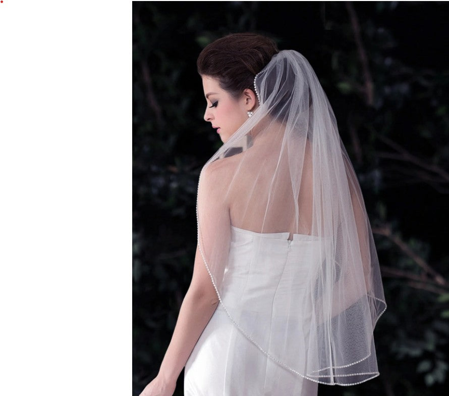 BBV3 single layer rhinestone edge fingertip veil 90cm