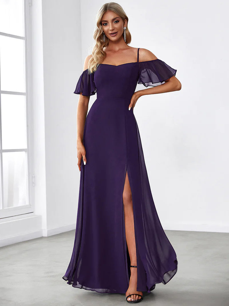 Dark purple chiffon sales dress