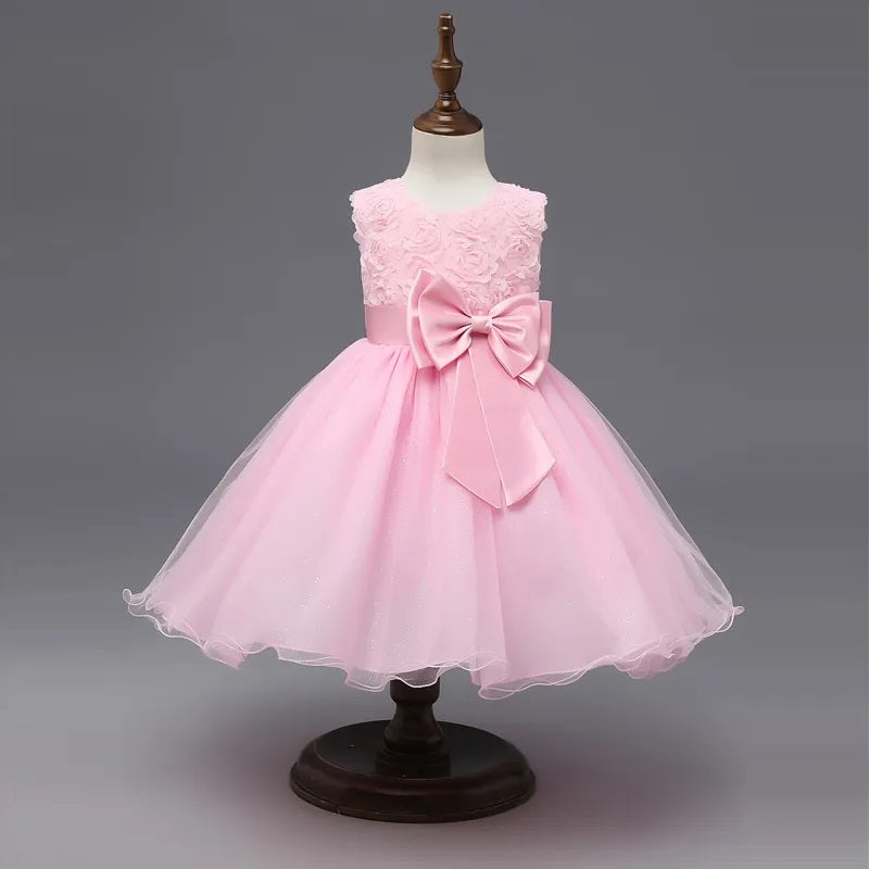 G20276. Pink flowers and sparkle tulle flower girl, party dress. Age 7