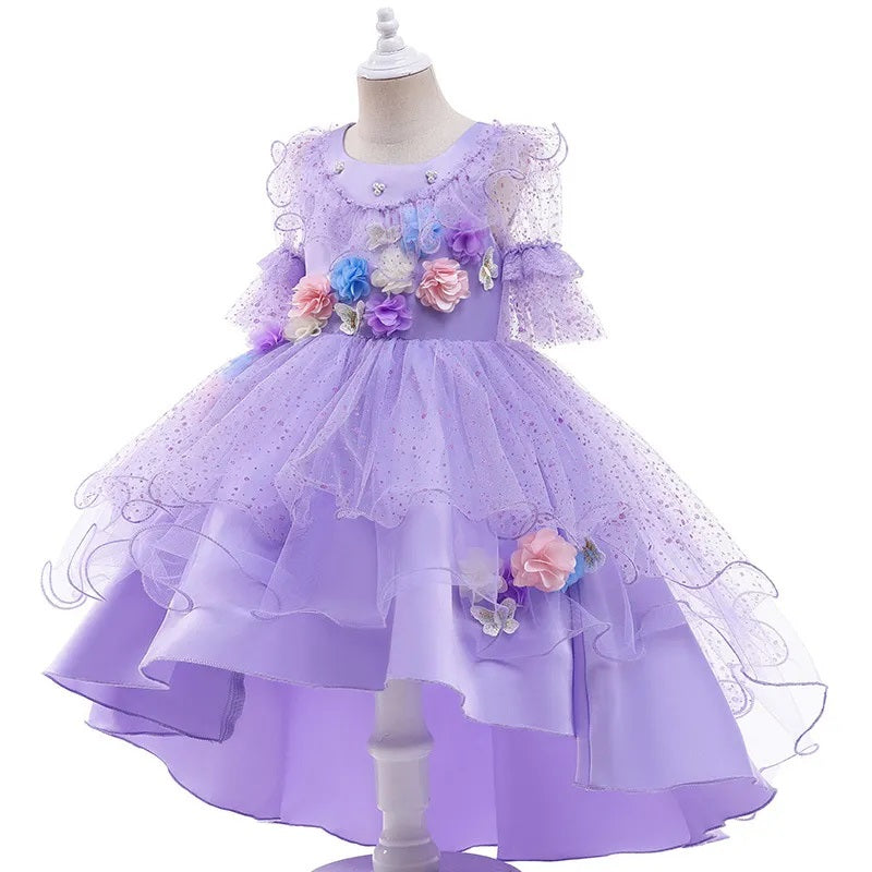 G20290 lavender butterfly flower girl party dress. Age 7