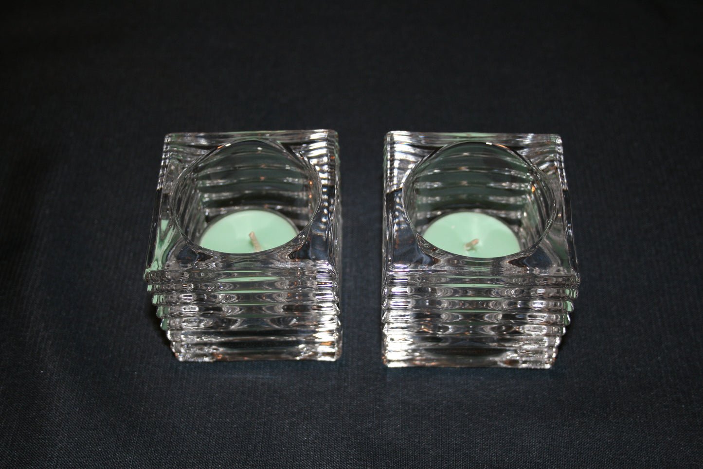 BBCBTH Thick glass square tea light holders. $2.20 for 7 days
