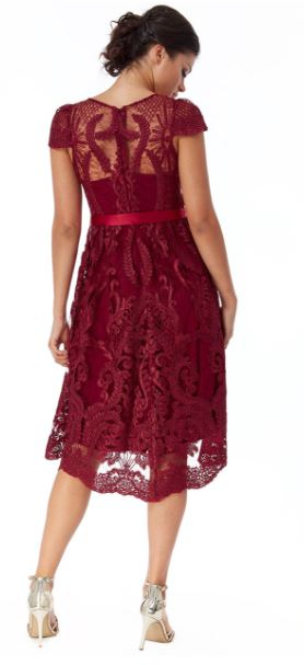 10658 GODDESS designer gown wine red size 8.