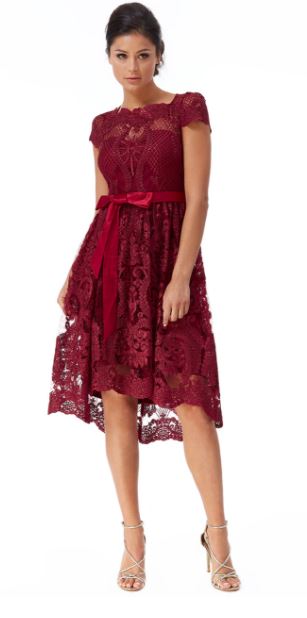10658 GODDESS designer gown wine red size 8.