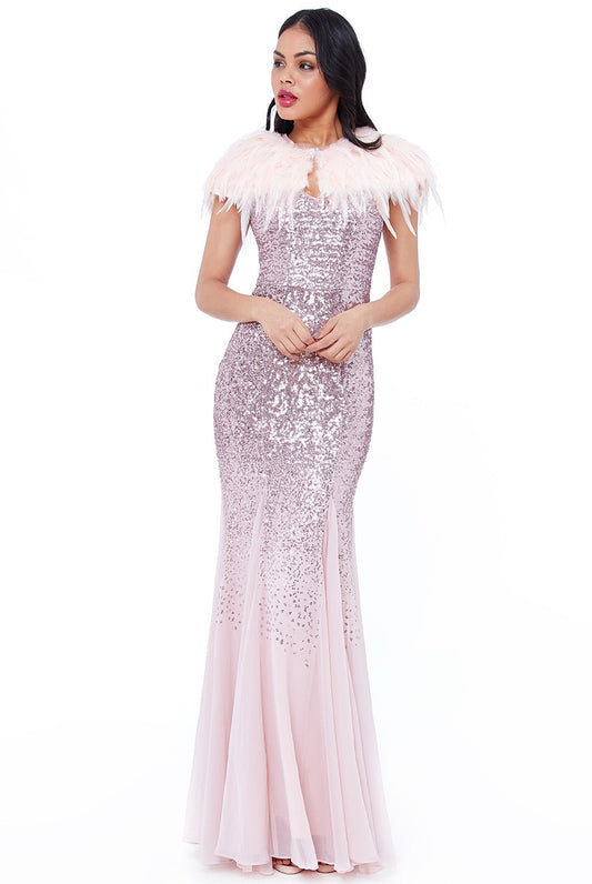 10665B one size fits all blush feather stole $99.