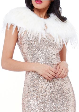 10665I one size fits all ivory feather stole $99.