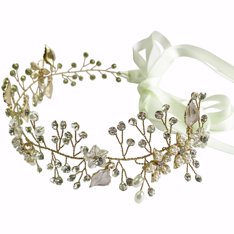 7428 Crystal Elegance gold hair vine.