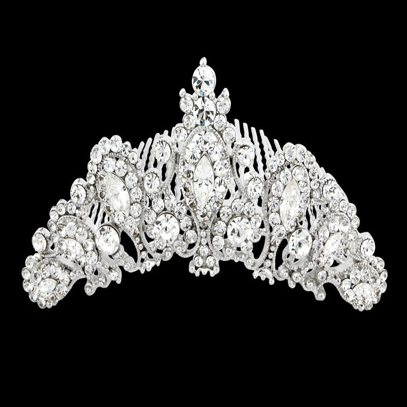 #7093 Precious crystal tiara comb by SWAROVSKI - silver