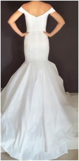 70095 Stretch tafetta off shoulder wedding dress