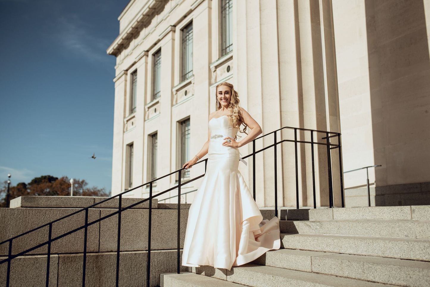 70570 Striking Mikado satin Champagne Wedding gown size 8