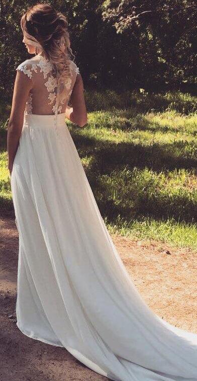 70720 Bohemian, chiffon, beach style wedding gown