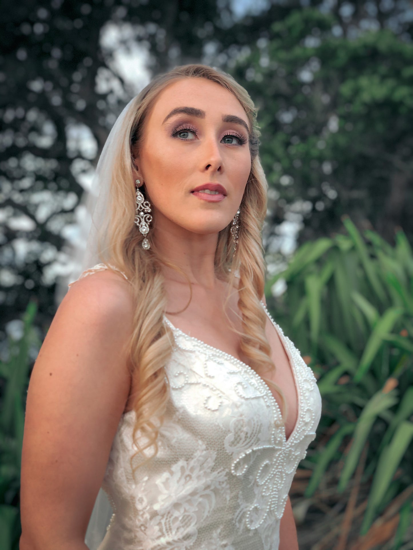 70825 Champagne lace and satin mermaid with pearl detail