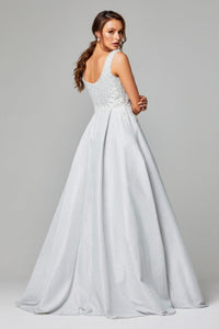 71190 -  Stunning. A-line, textured satin sparkle gown.
