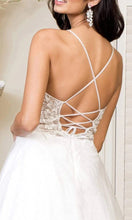 71351  Spaghetti straps. Partially open, lace up back. Sparkle tulle.