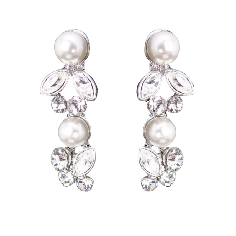 #7321 Crystal chic bridal necklace set with a glamorous combination of ivory pearls and swarovski crystals By SASSB.