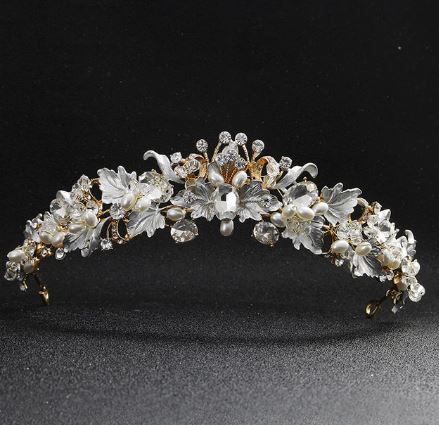 7332G Vintage gold baroque style Tiara.