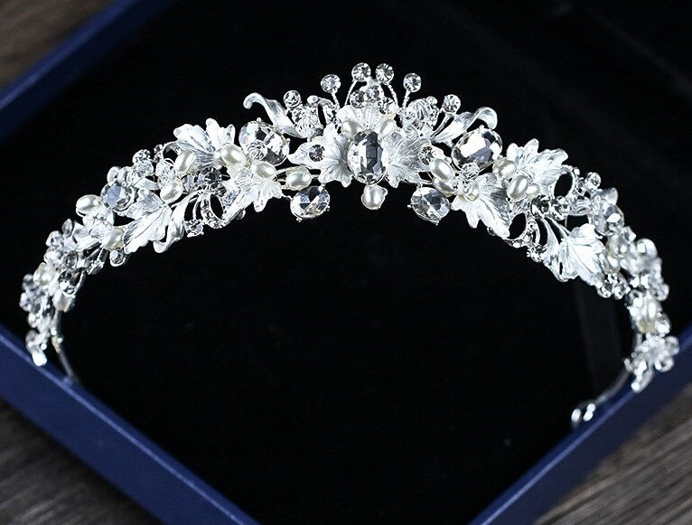 7332S Silver baroque style Tiara.