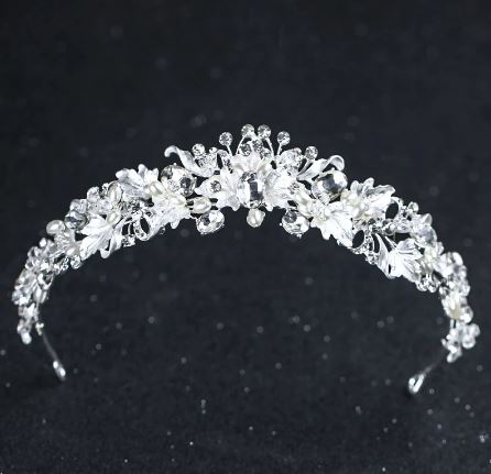 7332S Silver baroque style Tiara.
