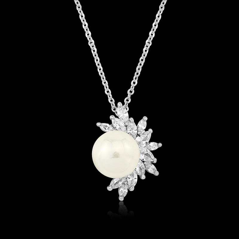 #7347 CUBIC ZIRCONIA EXQUISITE PEARL NECKLACE By SASSB