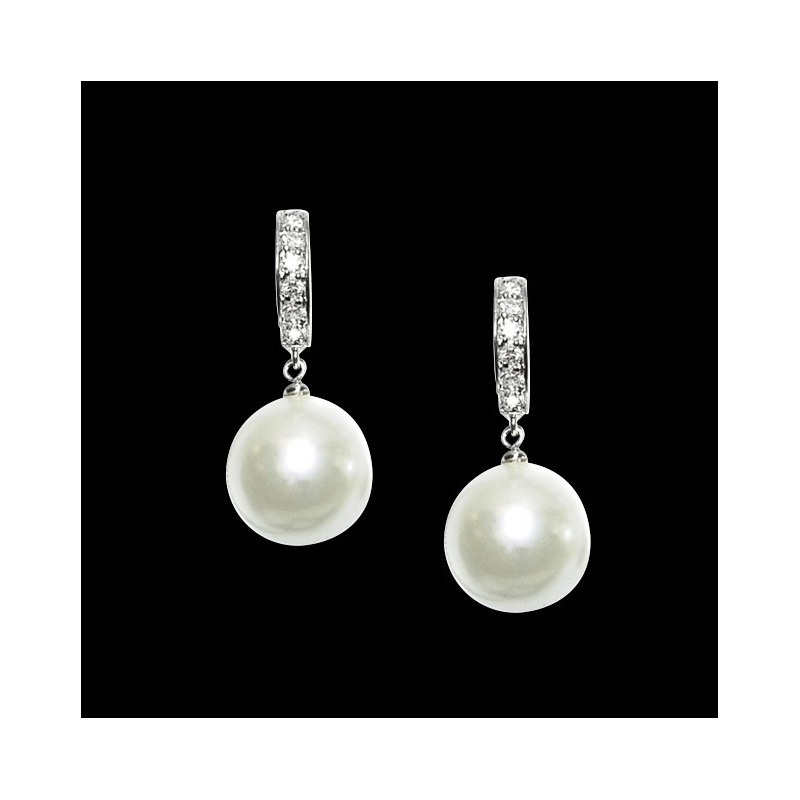 7405 Classic pearl earrings with high quality cz crystal