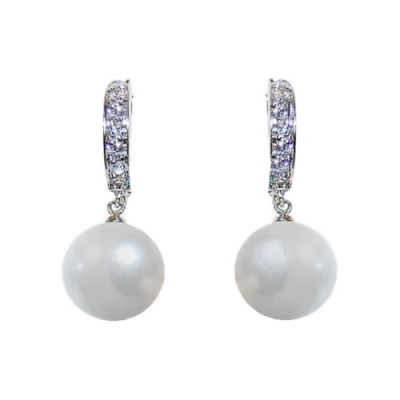 7405 Classic pearl earrings with high quality cz crystal