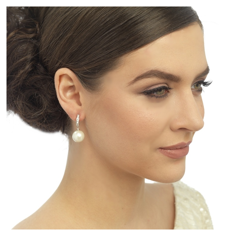 7405 Classic pearl earrings with high quality cz crystal