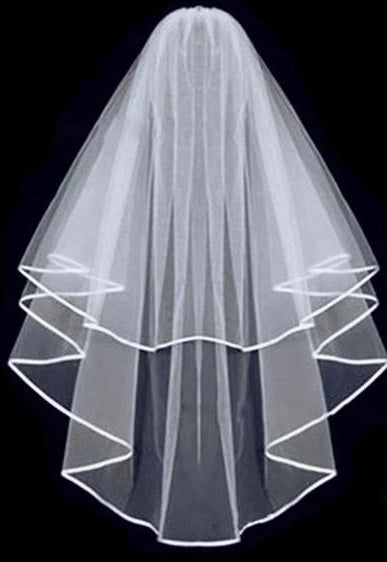 BBV41 short double layer veil with satin trim