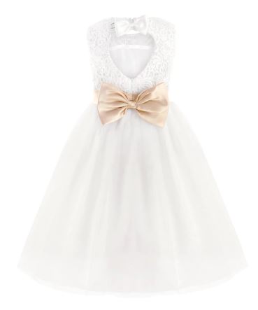G20201. Off white lace and tulle flower girl, communion, party dress. Age 8 and 10.