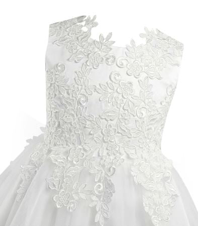 G20202. Applique and tulle flower girl, communion, party dress