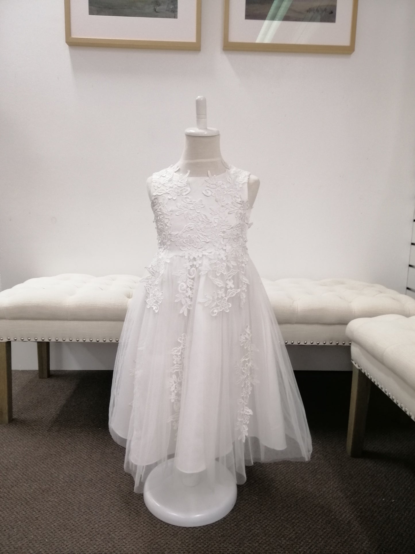 G20202. Applique and tulle flower girl, communion, party dress