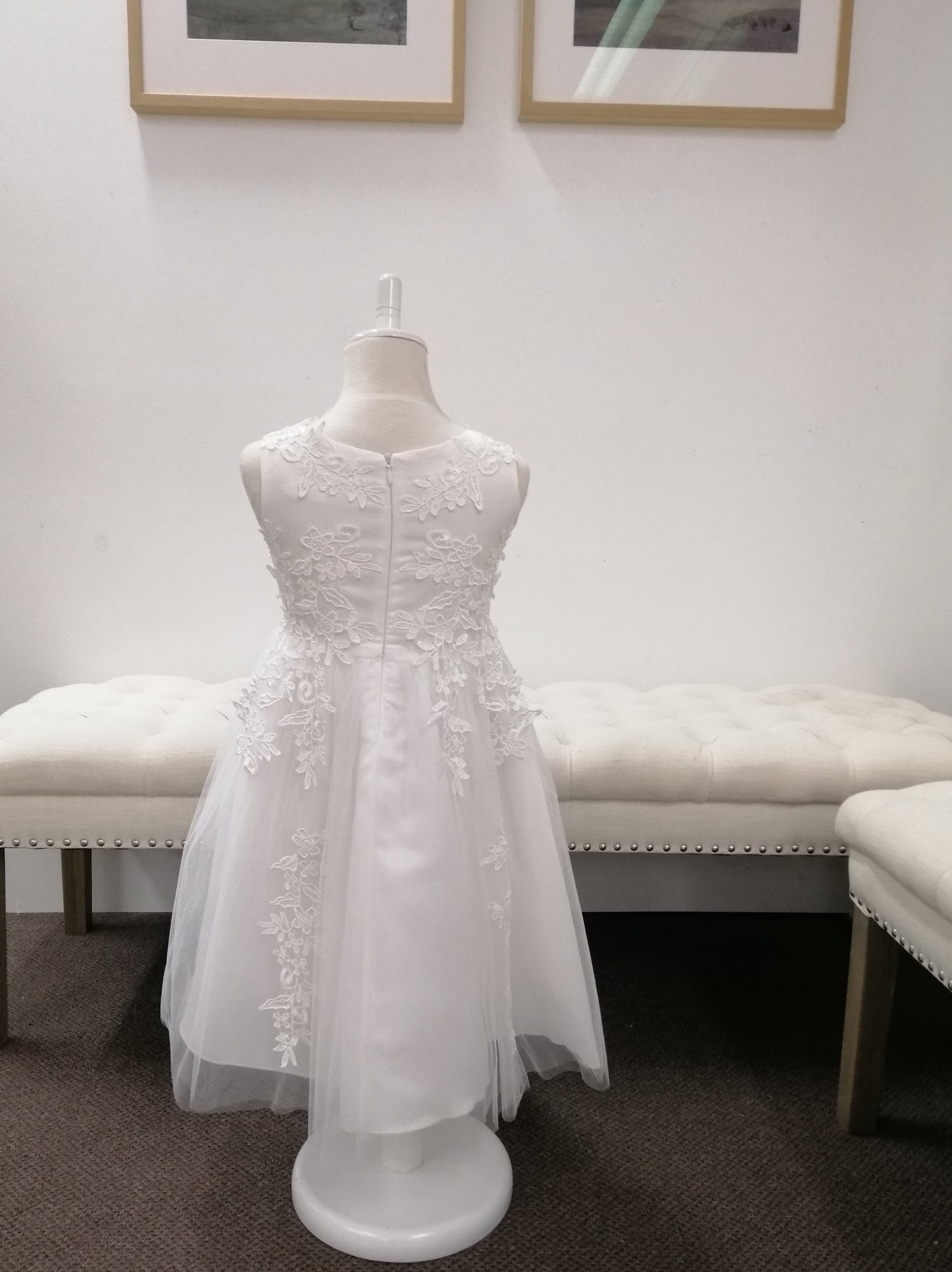 G20202. Applique and tulle flower girl, communion, party dress