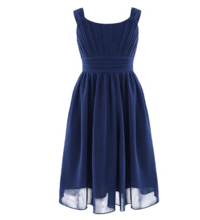 Navy, chiffon, junior bridesmaid party dress age