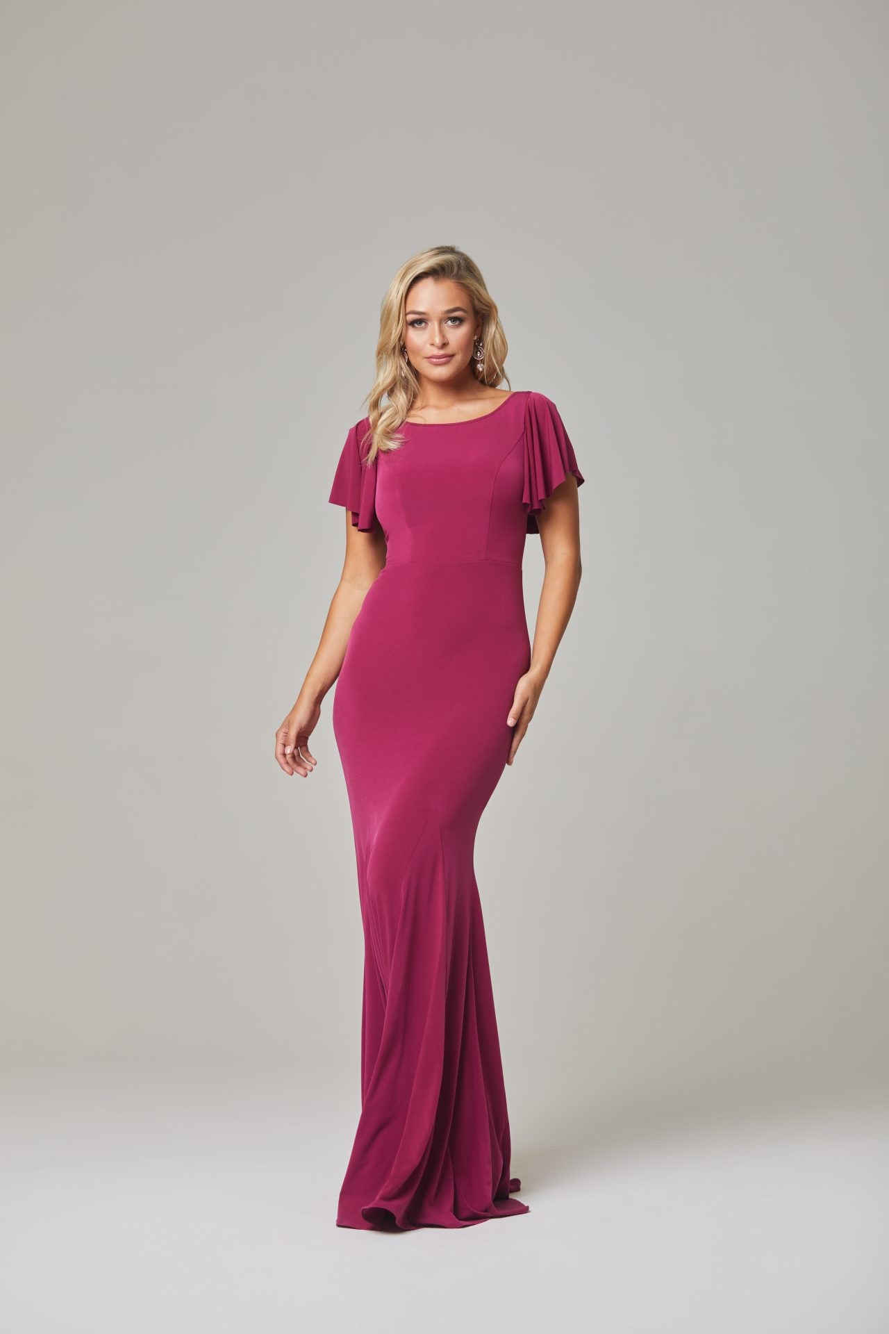 TANIA OLSEN DESIGNER Libby stretch jersey knit dress TO807 berry size 22.