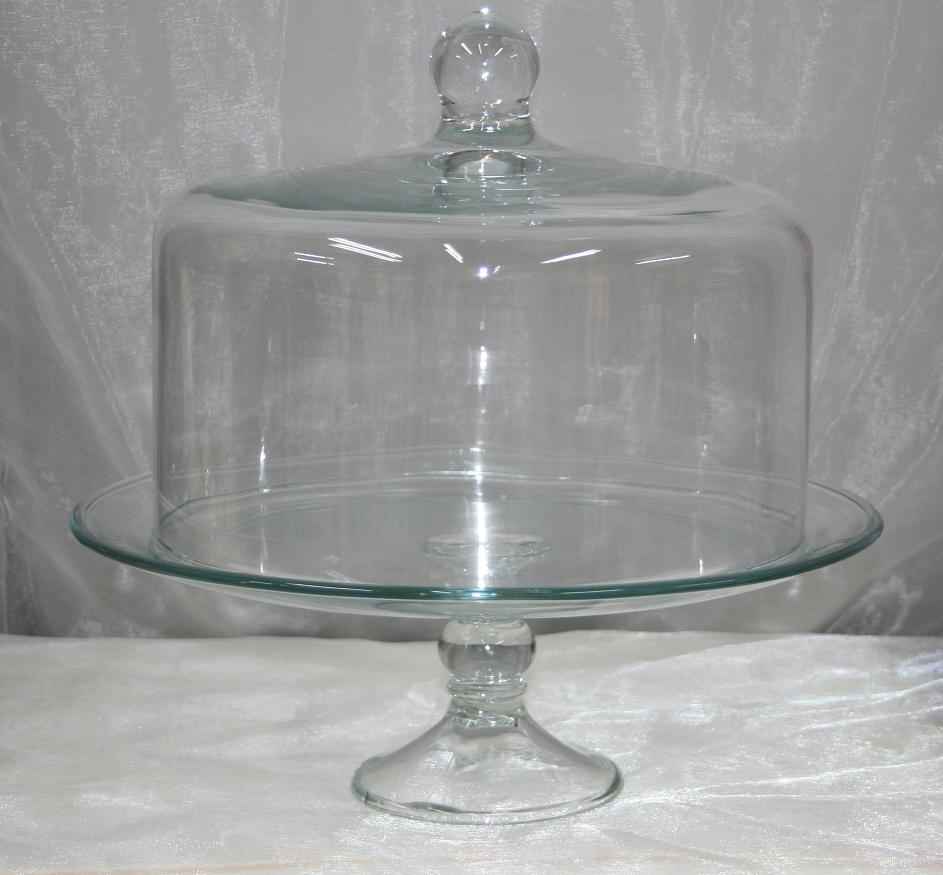 BBCGCC clear glass cake stand and cover $25