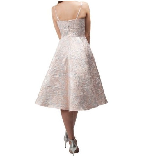 10685  gold/pink brocade vintage style cocktail dress