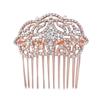 7653 Crystal chic hair comb in a vintage inspired design - rose gold.