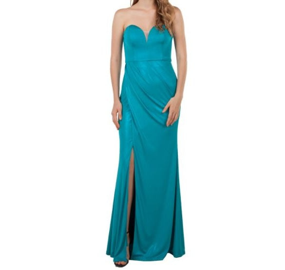 10785 Soft teal green stretch fabric. Sweetheart, split HIRE.