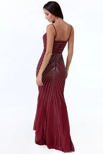 10922 wine chiffon and sequins mermaid maxi gown. Size 12