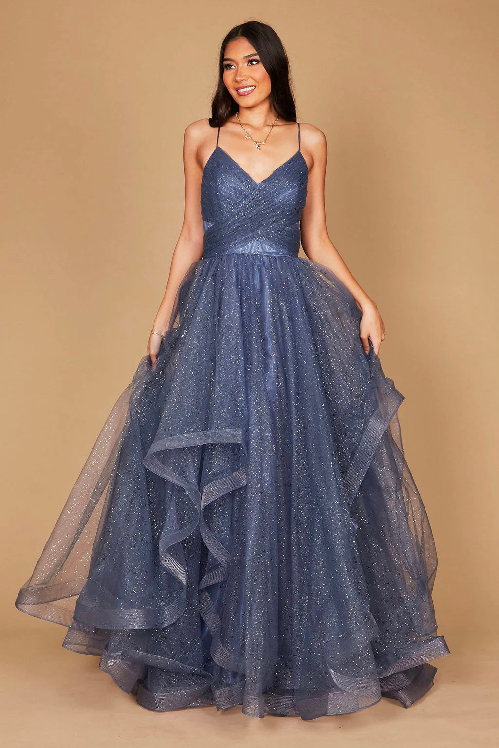 11155PB Blue, layered sparkle tulle modern princess.