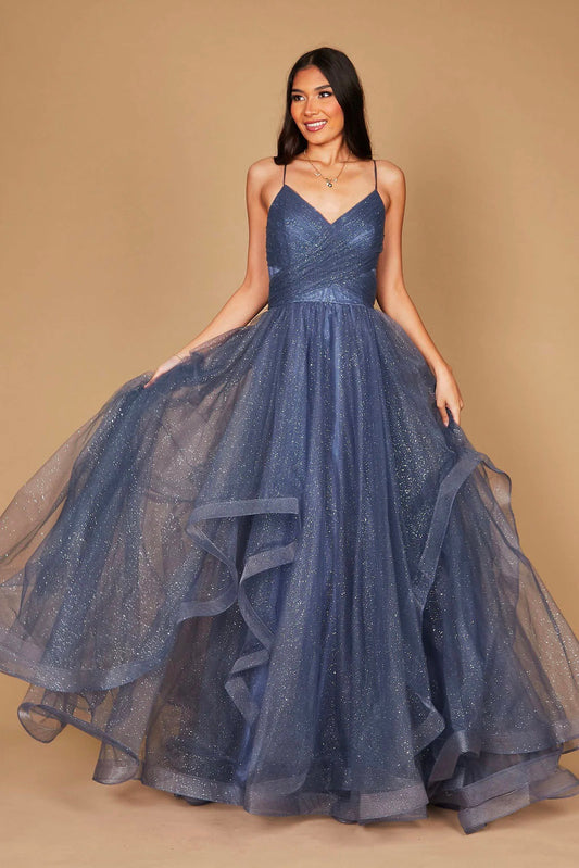 11155PB Blue, layered sparkle tulle modern princess.
