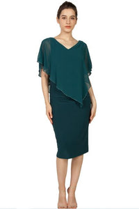 11171G Green stretch fabric with chiffon overtop. Size 8 and 16.